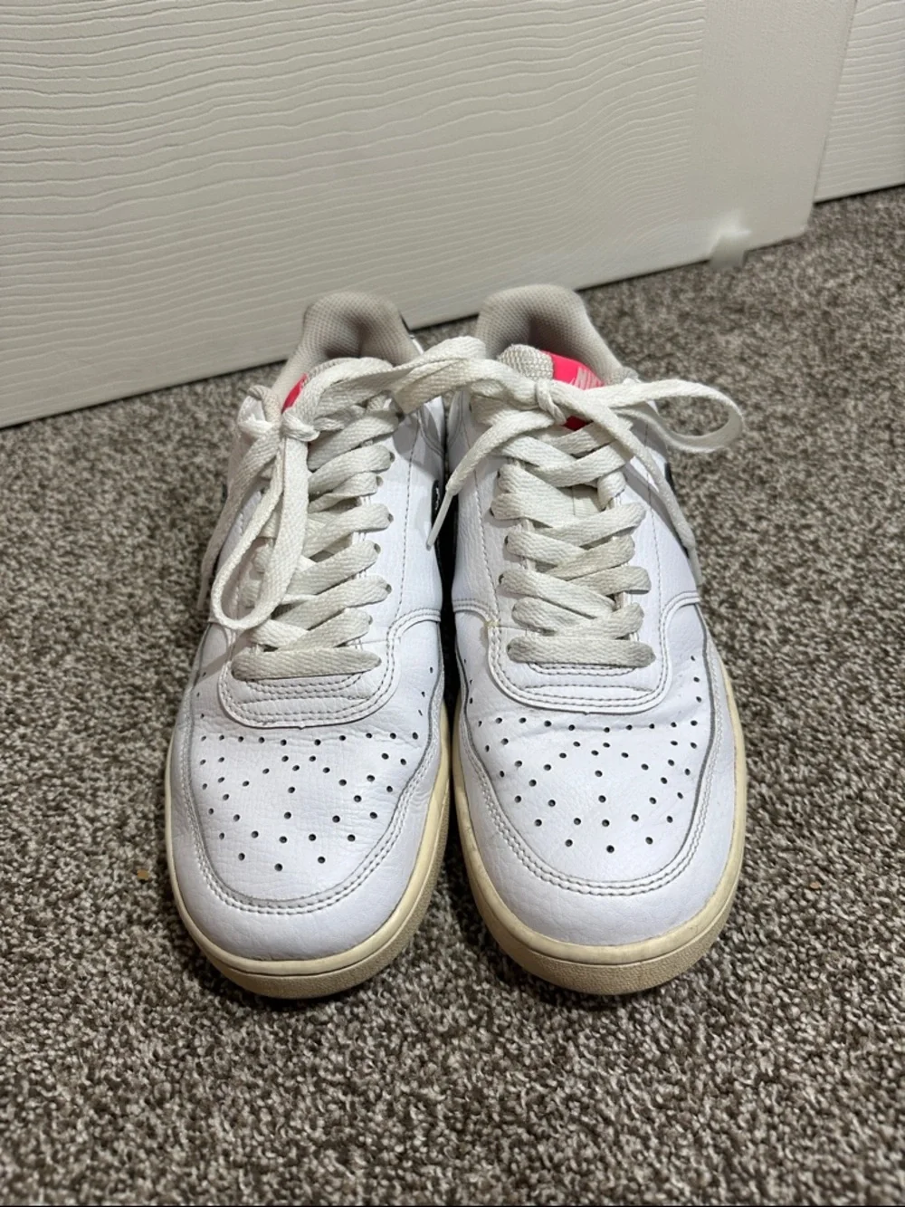 Nike court vision Low-Top Sneakers with Black Patent Swoosh and Pink accent 8.5